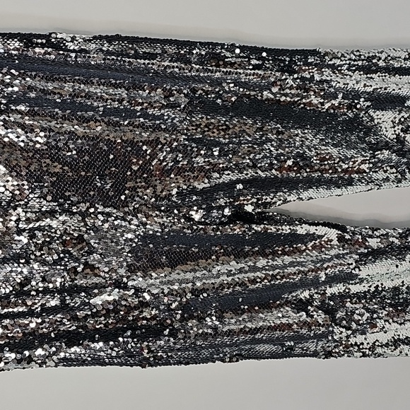 Dress The Population ANDY Silver Sequined Strapless Jumpsuit Rockstar Sexy Glam - Picture 9 of 17